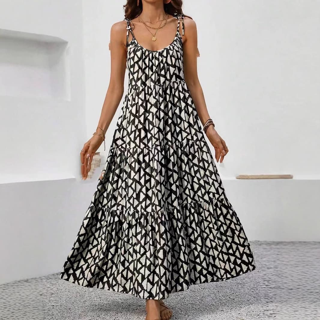 Women's Clothing Triangle Printed Suspender Dress Cake Skirt