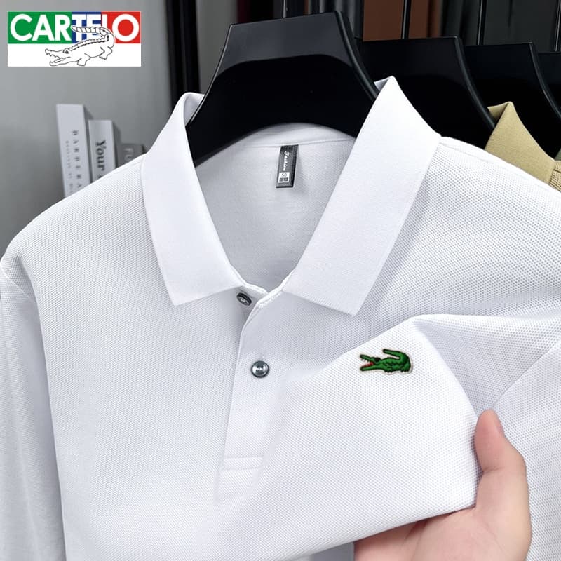 CARTELO Crocodile Men's Long Sleeve Polo Shirt, Spring Autumn Casual & Smart Casual Top, Versatile For Layering Or Solo Wear