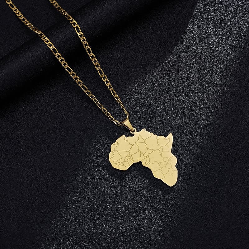 Accessories Map Pendant Necklace For Men And Women, Stainless Steel Geometric Pendant Jewelry