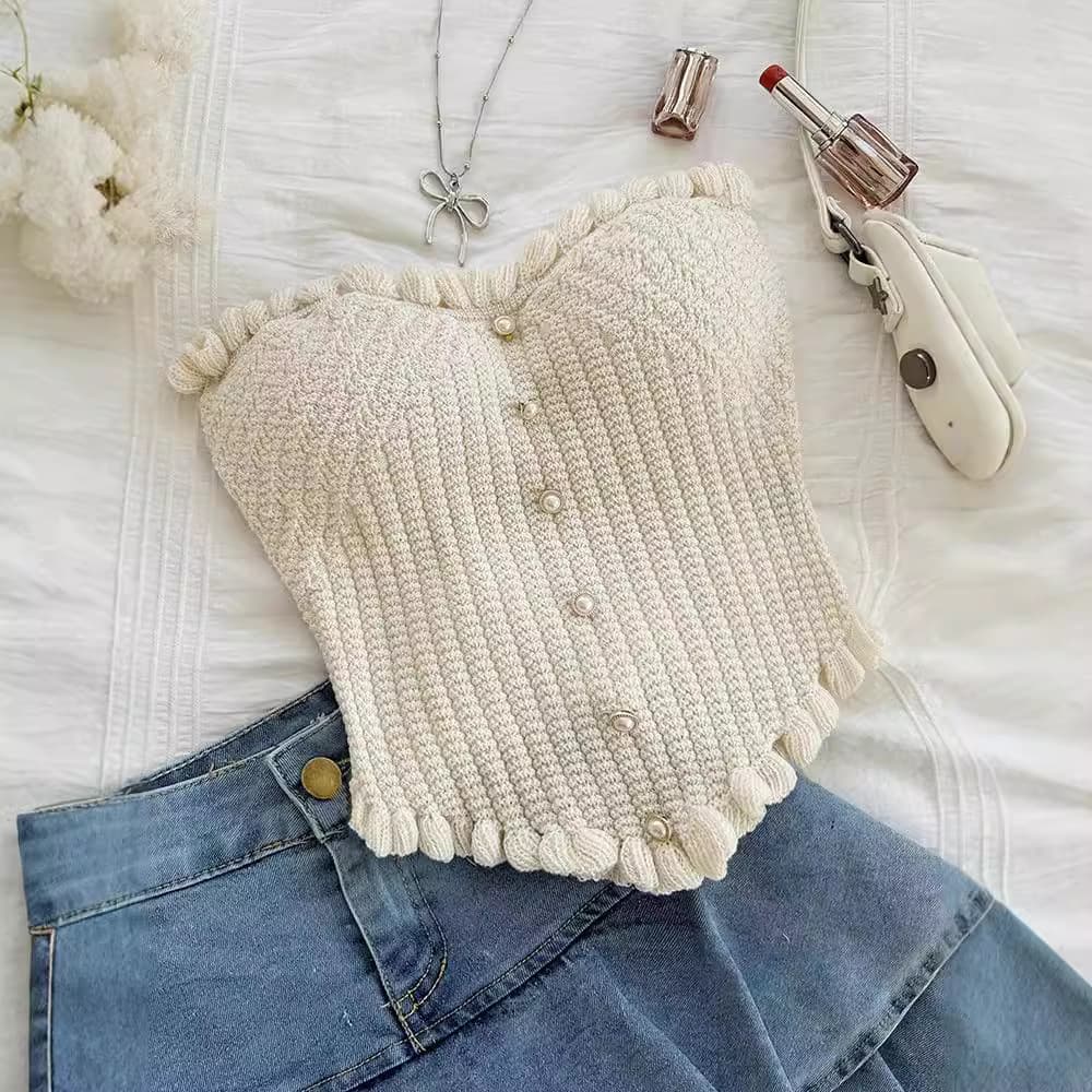 Women's Clothing Autumn New Knitted Slim Fit Single Breasted Multi Button Top