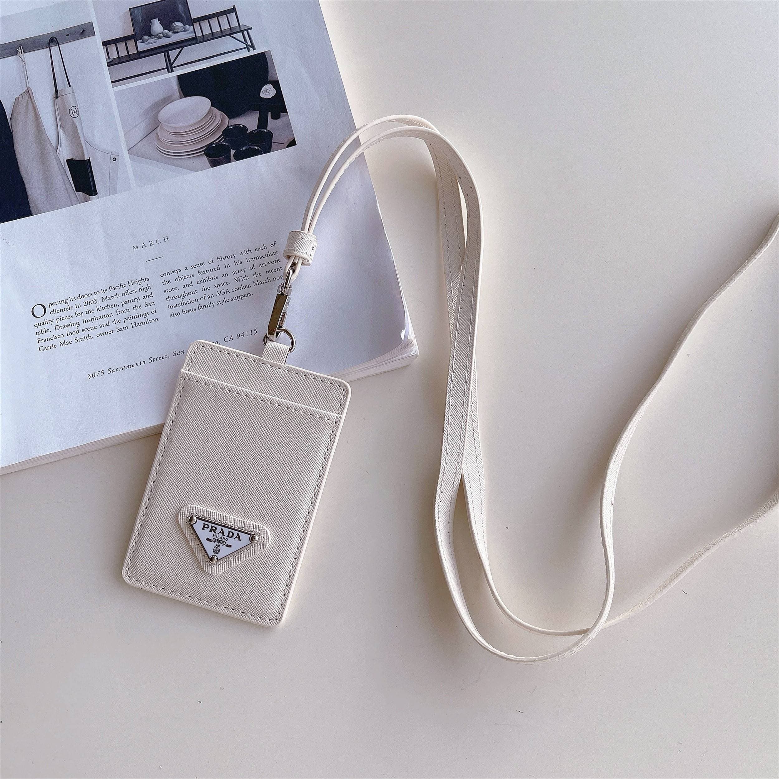 Véritable porte-cartes avec cordon tour de cou et porte-cartes en métal de qualité supérieure pour femme
