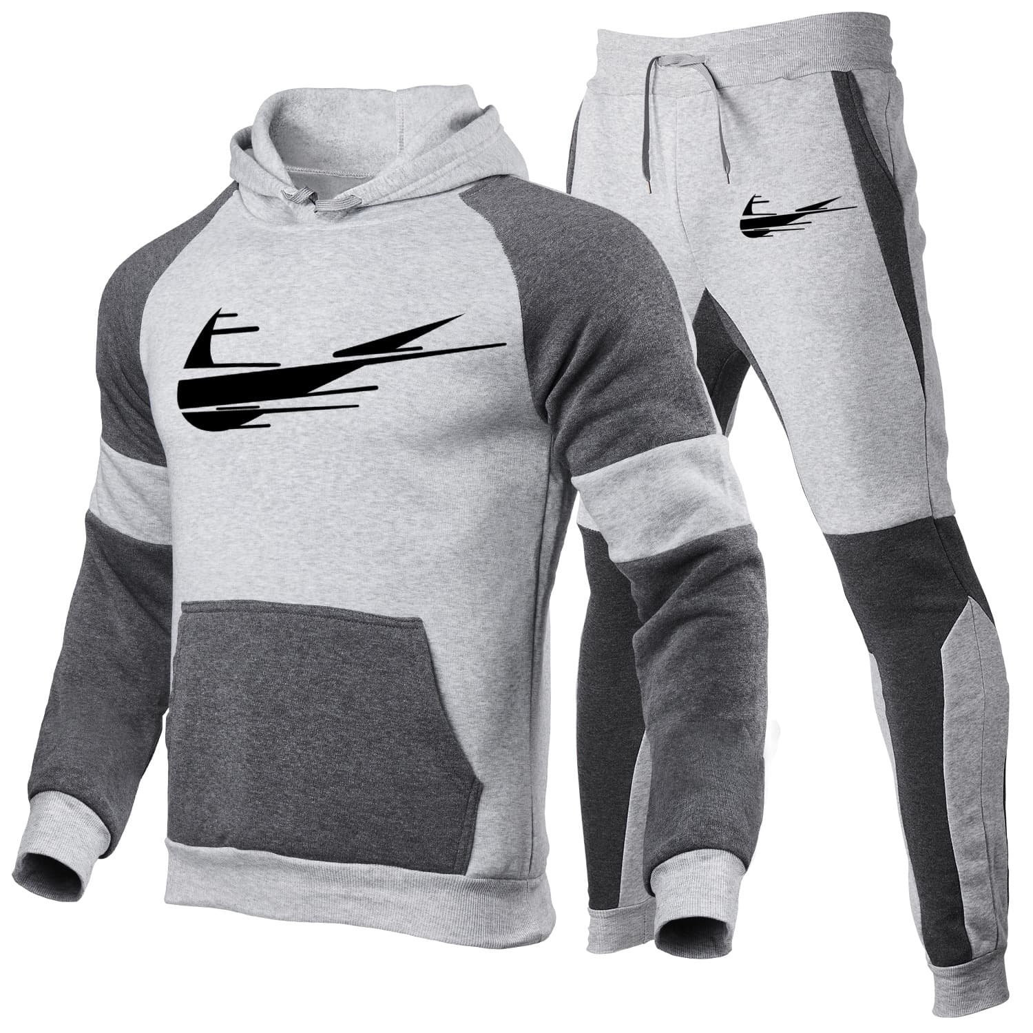 2023 nouvelle couleur contraste marque de mode impression ensemble hommes taille européenne blanc contraste panneau vêtements de sport mode deux pi