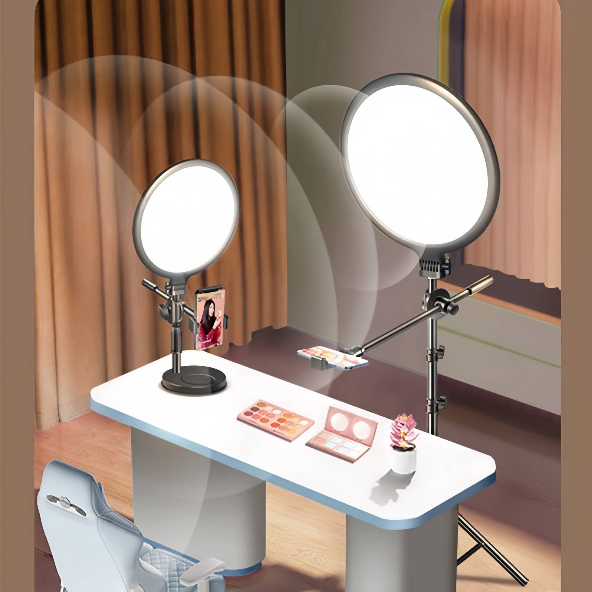 Professional LED Ring Light With Adjustable Stand & Remote – 3-Color Temperature Dimmable Beauty Light For Live Streaming