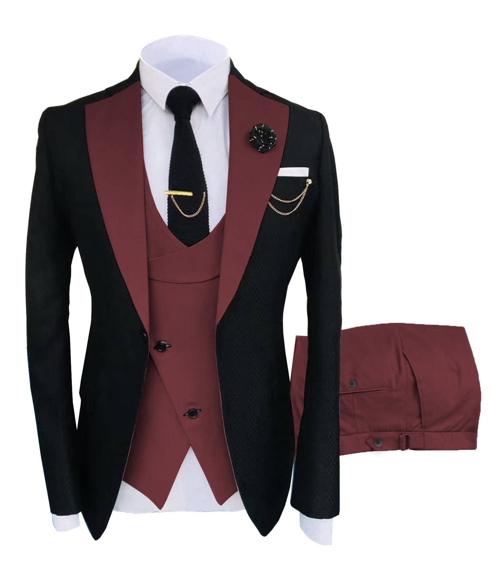 3pcs Men's Suit Slim Fit Business Banquet Hosting Outfit Groomsman's Suit Wedding Dress