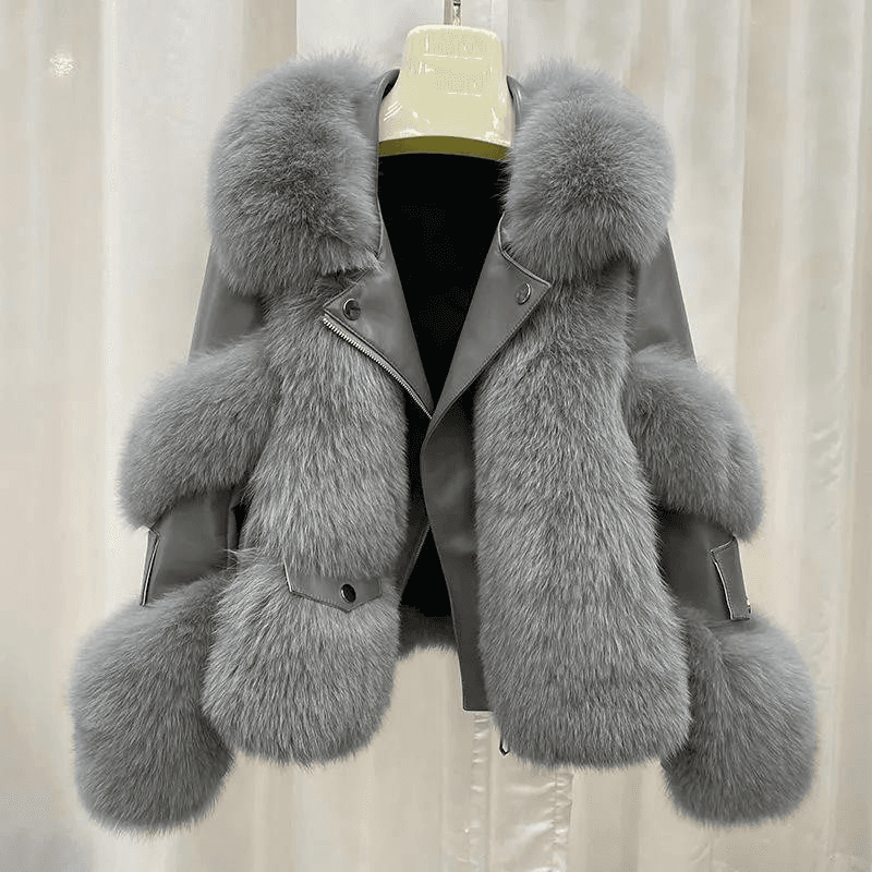 Women's Clothing fox fur quilted casual style fur coat loose high quality
