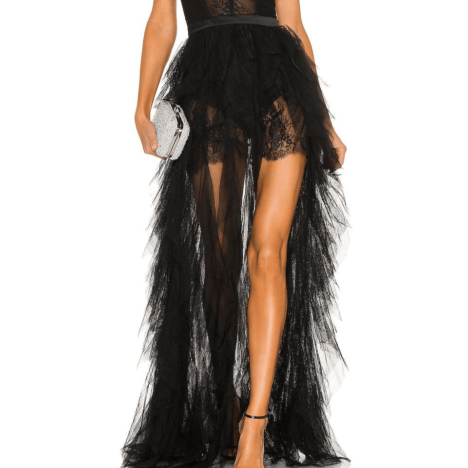 Women's Clothing Fishbone Mesh Lace Dress Pure Sexy Sling Tube Top Long Dress