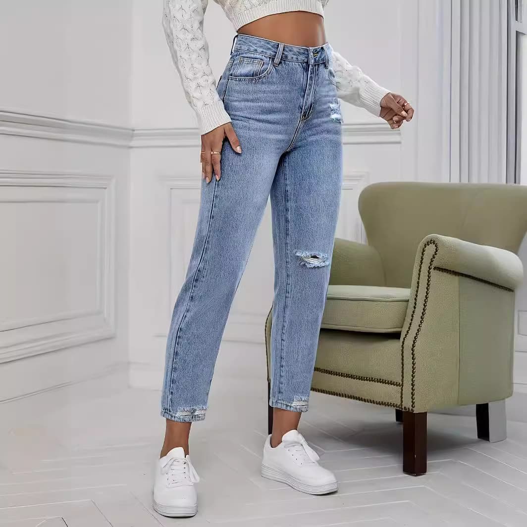 Denim Ripped Jeans For Women Casual Fashion Ripped Jeans For Women