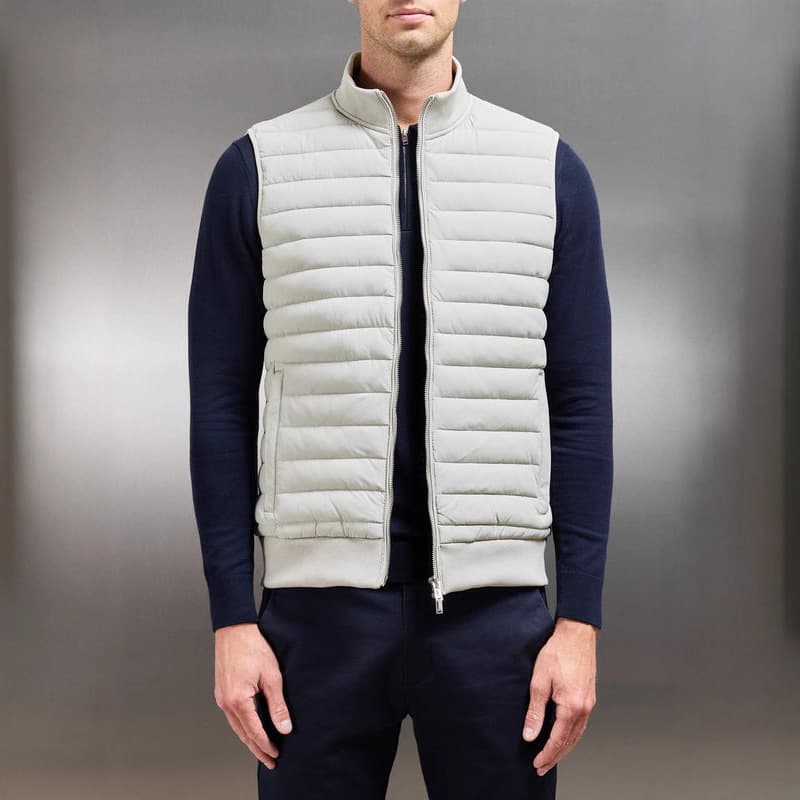 ​​Men's Clothing​​ ​​Men's Quilted Down Vest - Stand Collar Hybrid Jacket (Lightweight Winter Layering Piece)​​