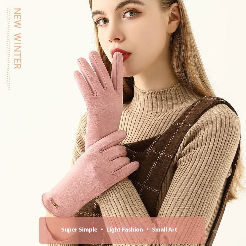 Autumn And Winter Warm Gloves For Women's Outdoor Windproof Cycling And Cold Proof Velvet Flip Finger Touch Screen Gloves