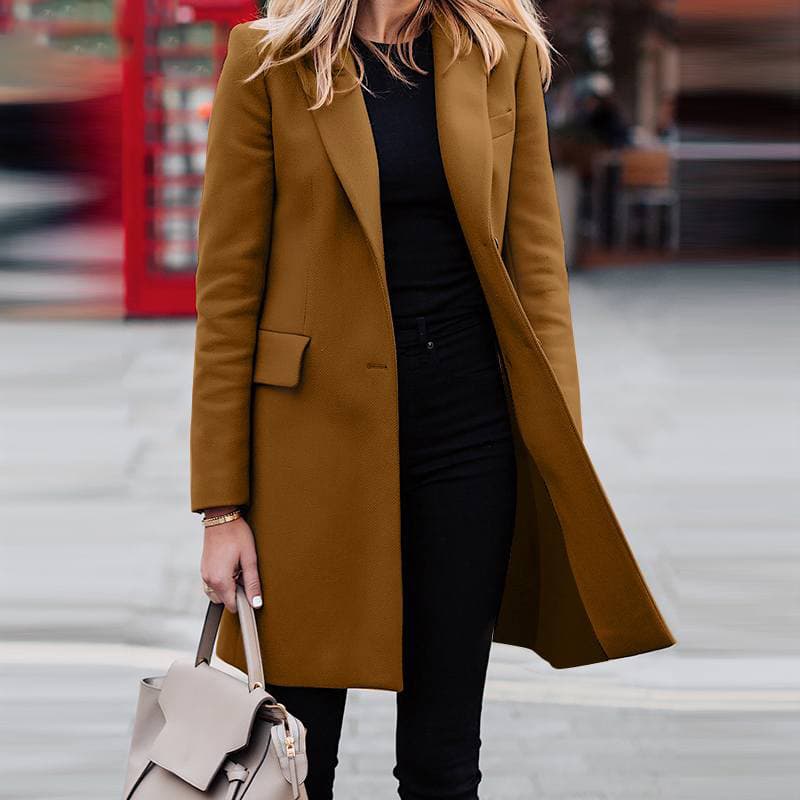 Women's Clothing medium length buttoned solid color small suit