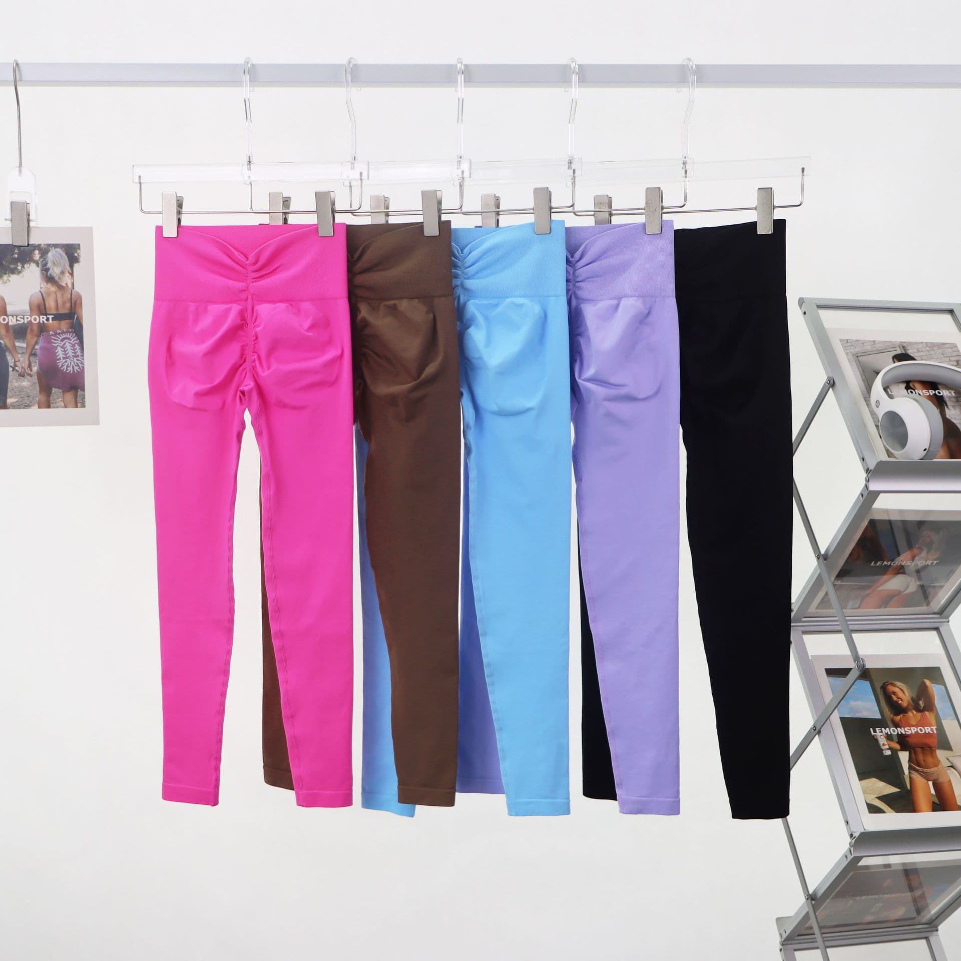 Women Clothing Waist Deep V Hip Lift Line Yoga Pants Women's High Waist Fitness Pants Peach No Embarrassment Line Seamless Track Pants