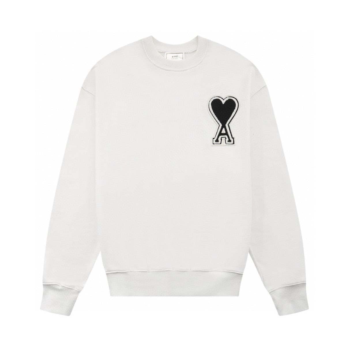 Sweat-shirt à col rond brodé AMI Heart A pour femme, manches longues, style décontracté