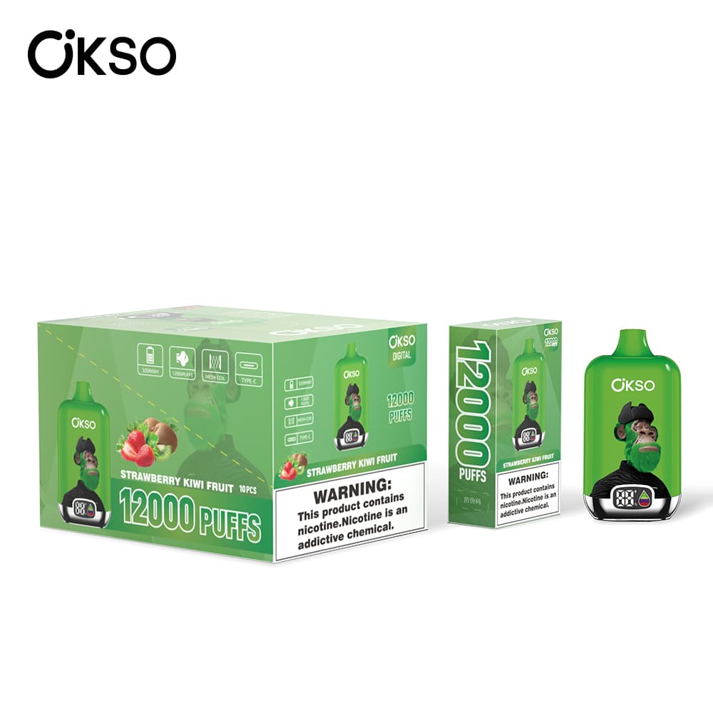 (Mise à niveau du produit ELF BOX 12 000 bouffées - 28 saveurs) Cigarette électronique jetable OKSO Digital 500 mAh, 12 000 bouffées, saveur fr