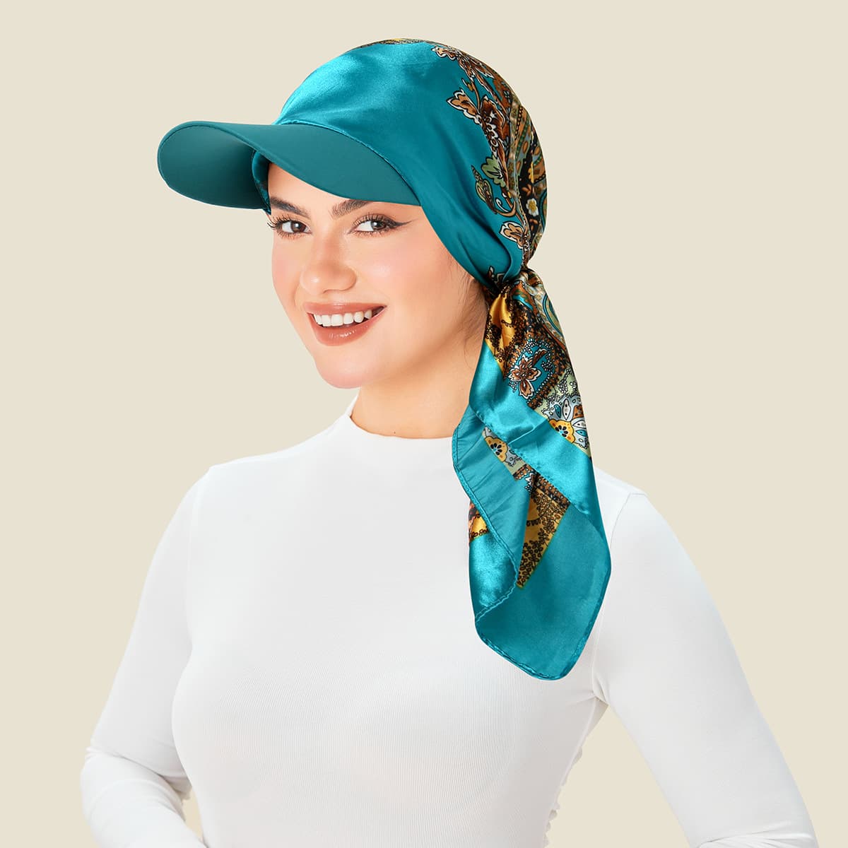 Women's Scarves Printed Triangular Headscarf Hat, Double Layer Satin Fabric Women's Headscarf Hat, Multiple Colors Available.