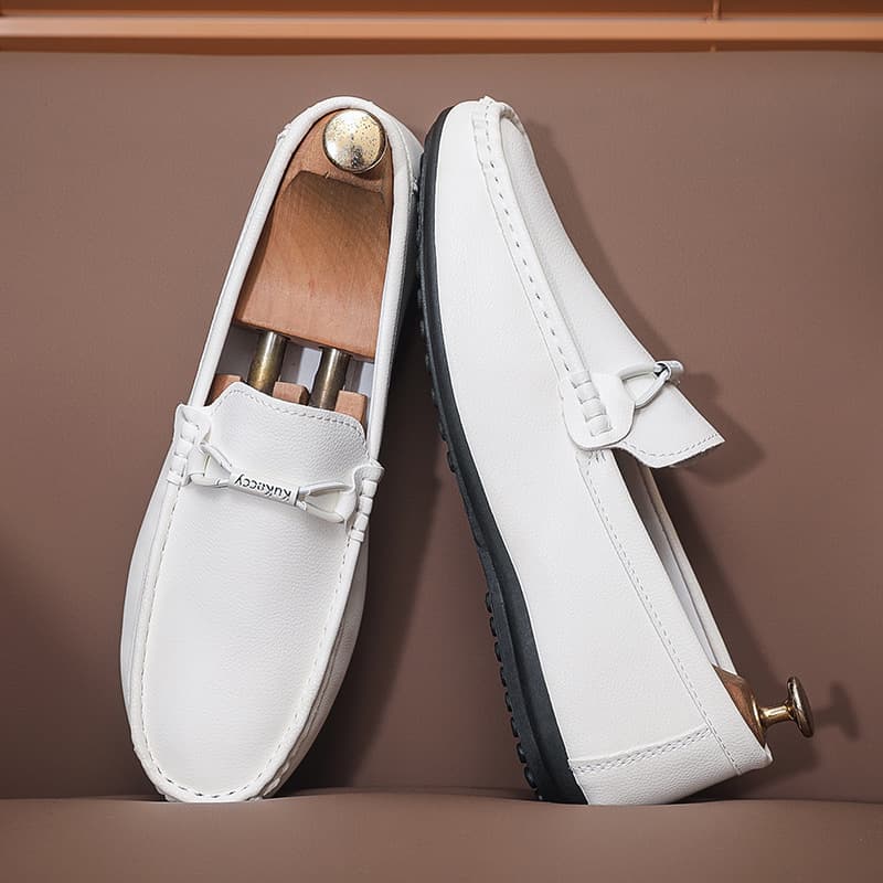 SHLIANG Men's Slip-On Flat Bottom Casual Loafers Soft Bottom Comfortable Durable Polyurethane Upper Fashionable Flats X0029