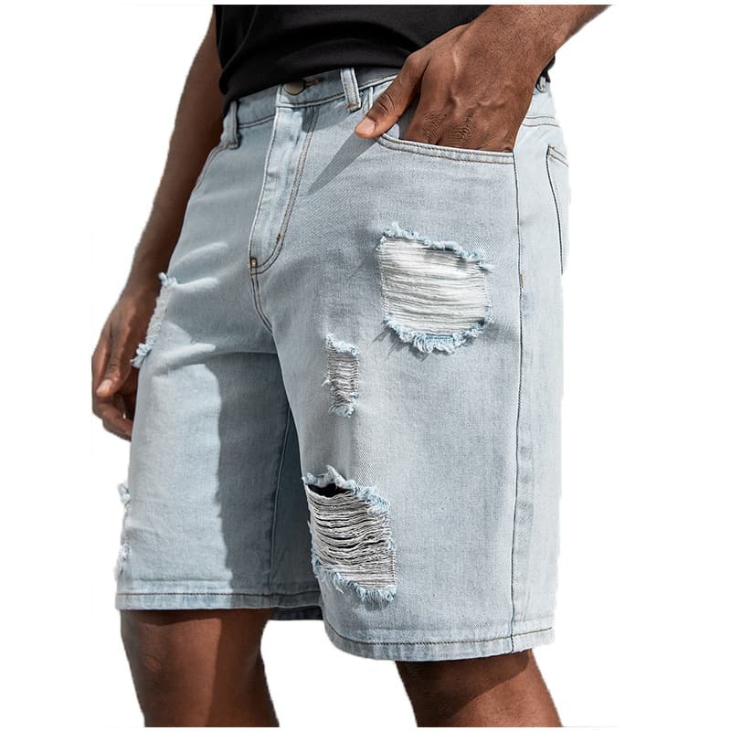 Men's Clothing New Denim Shorts Style Casual Ripped Jeans Men's Street Style Cool Shorts Loose Straight Large Size
