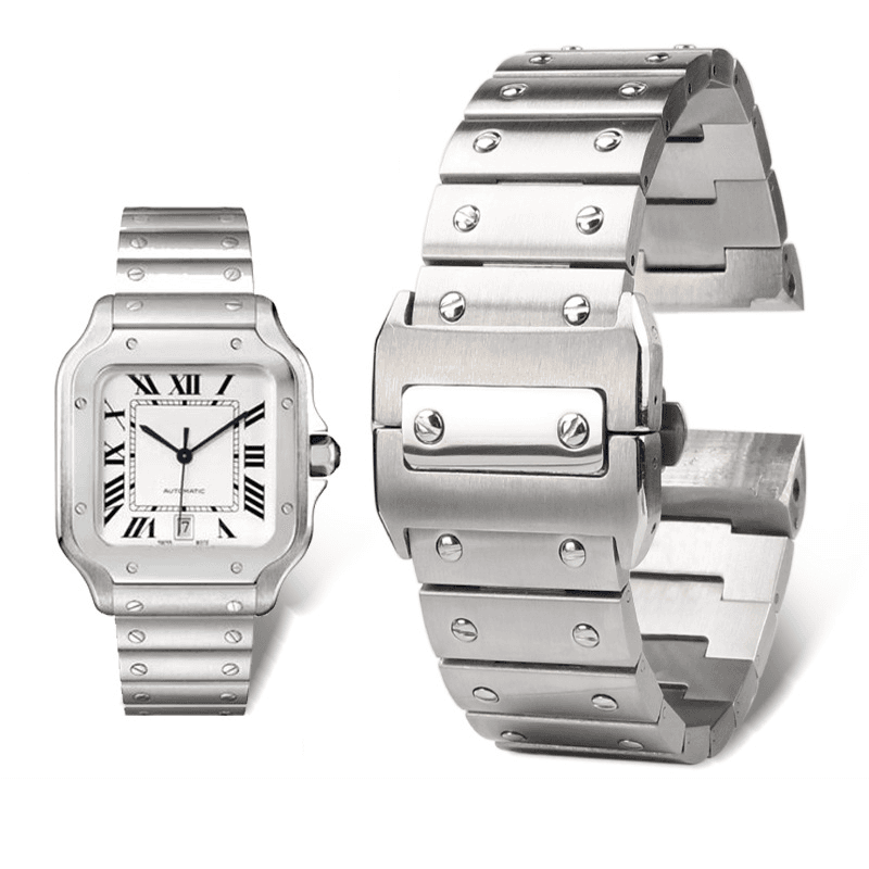 In stock wholesale substitute shandushi strap refined steel belt Santos Santos100 watch accessories butterfly buckle men