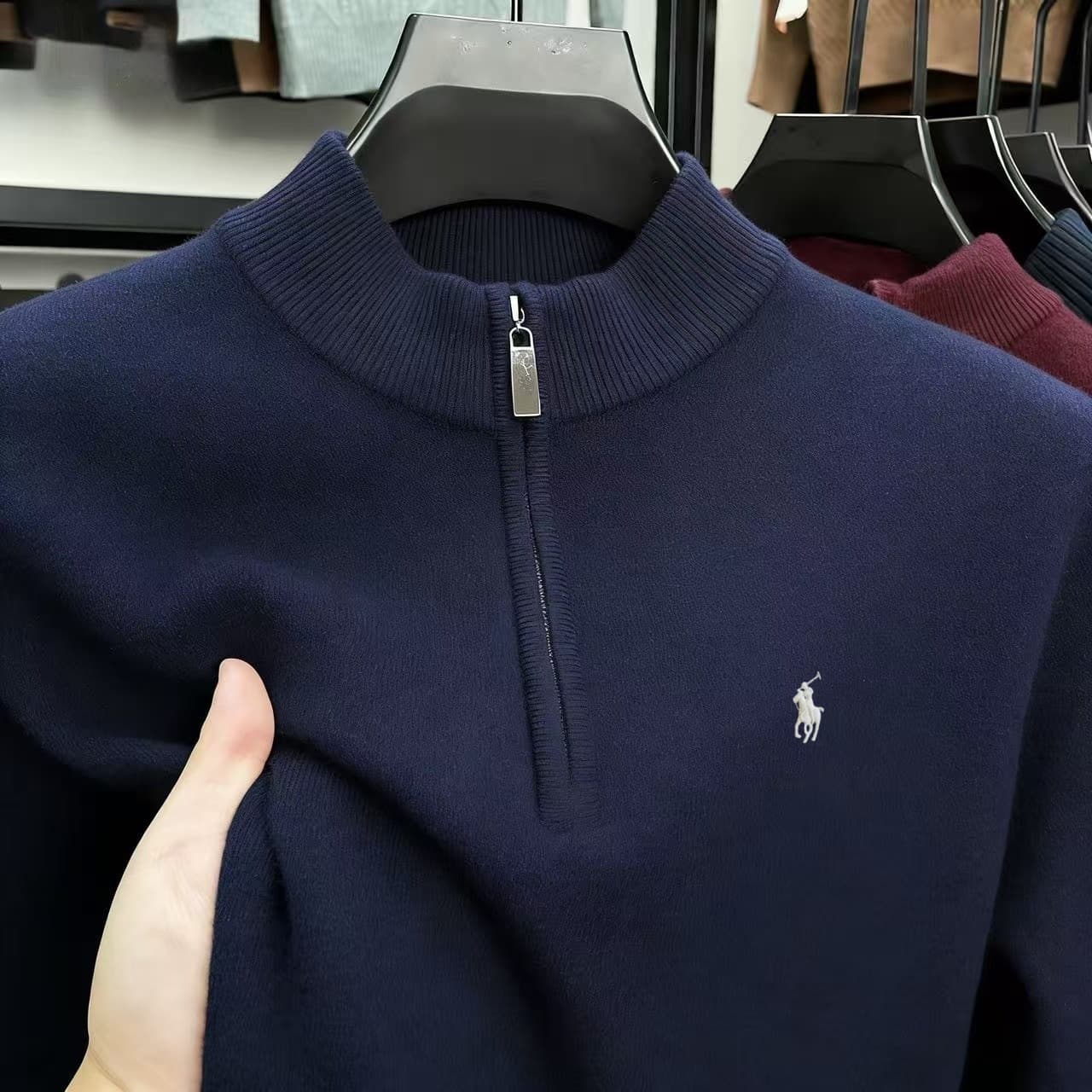 Pull mi-montant décontracté et tendance pour homme Lav-Xiaoma, collection automne-hiver, veste chemise chaude en maille zippée, taille 8
