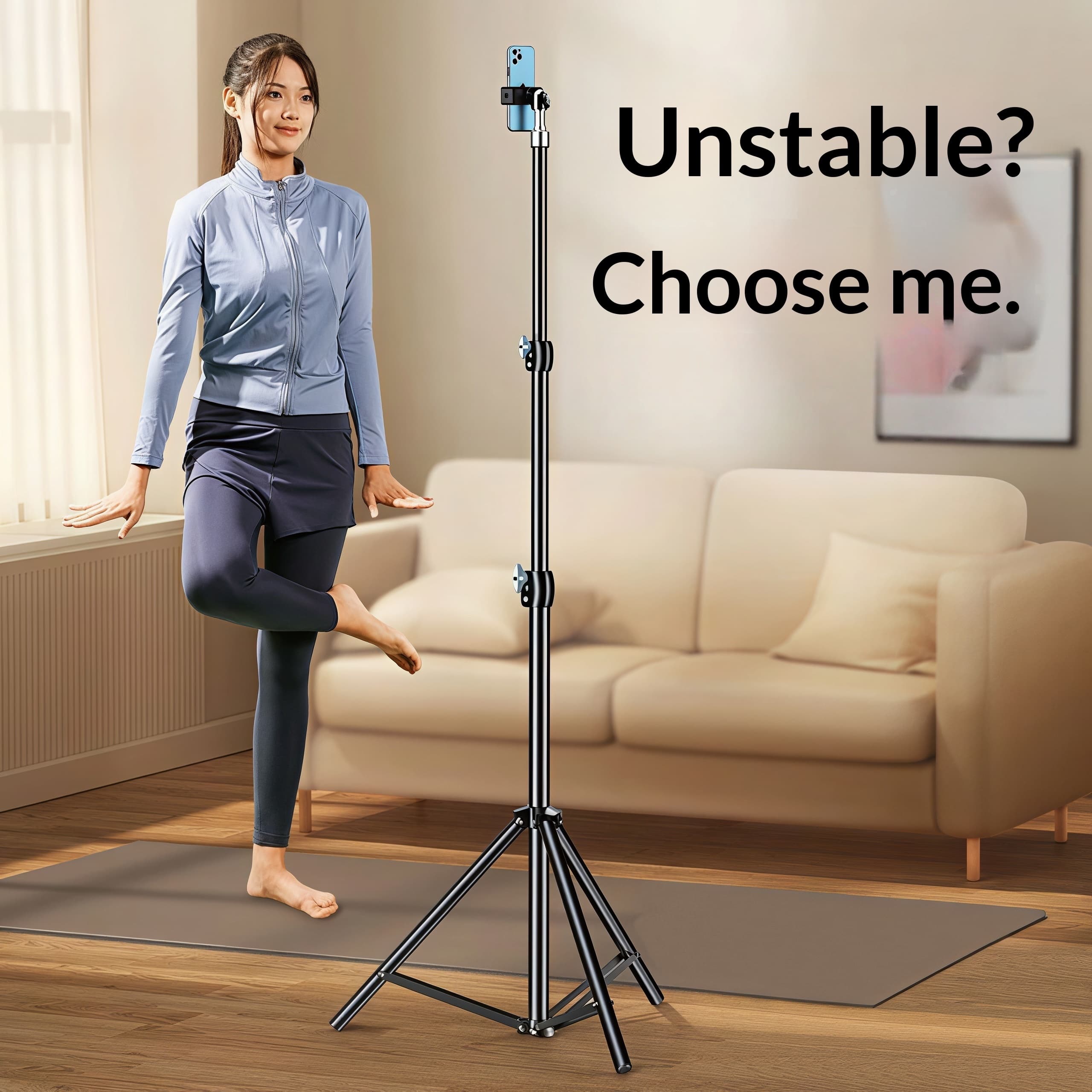 Adjustable Phone Tripod Stand With Ring Light – All-in-One Floor Mount For Live Streaming, Photography & Video Recording (1.7m/2.1m Height Options)​