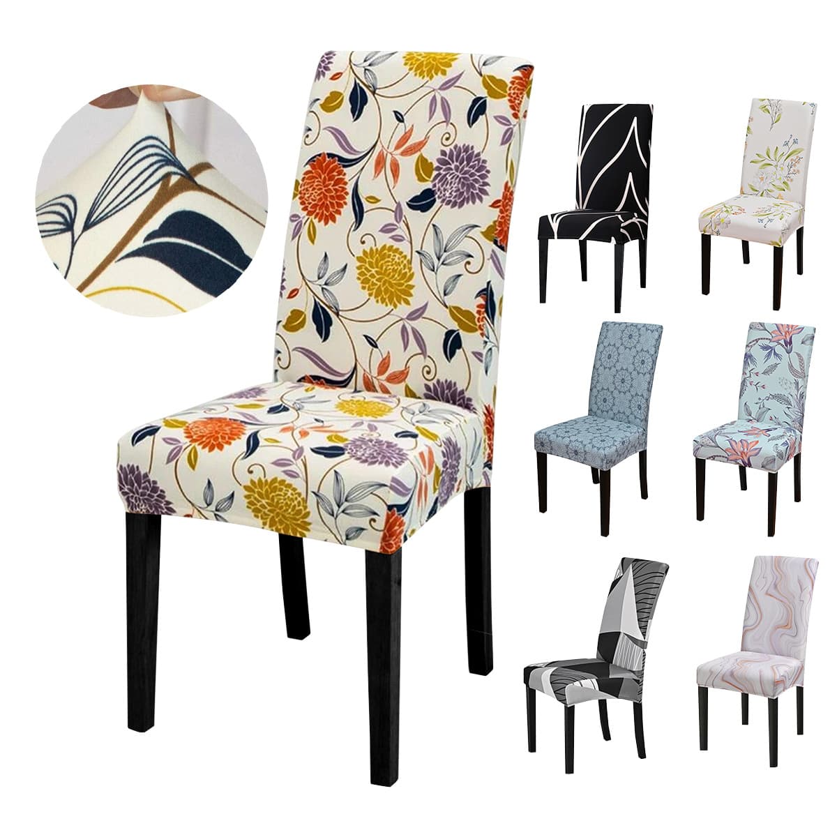 Milky Silky Printed Stretch Chair Cover Universal All Inclusive Chair Cover