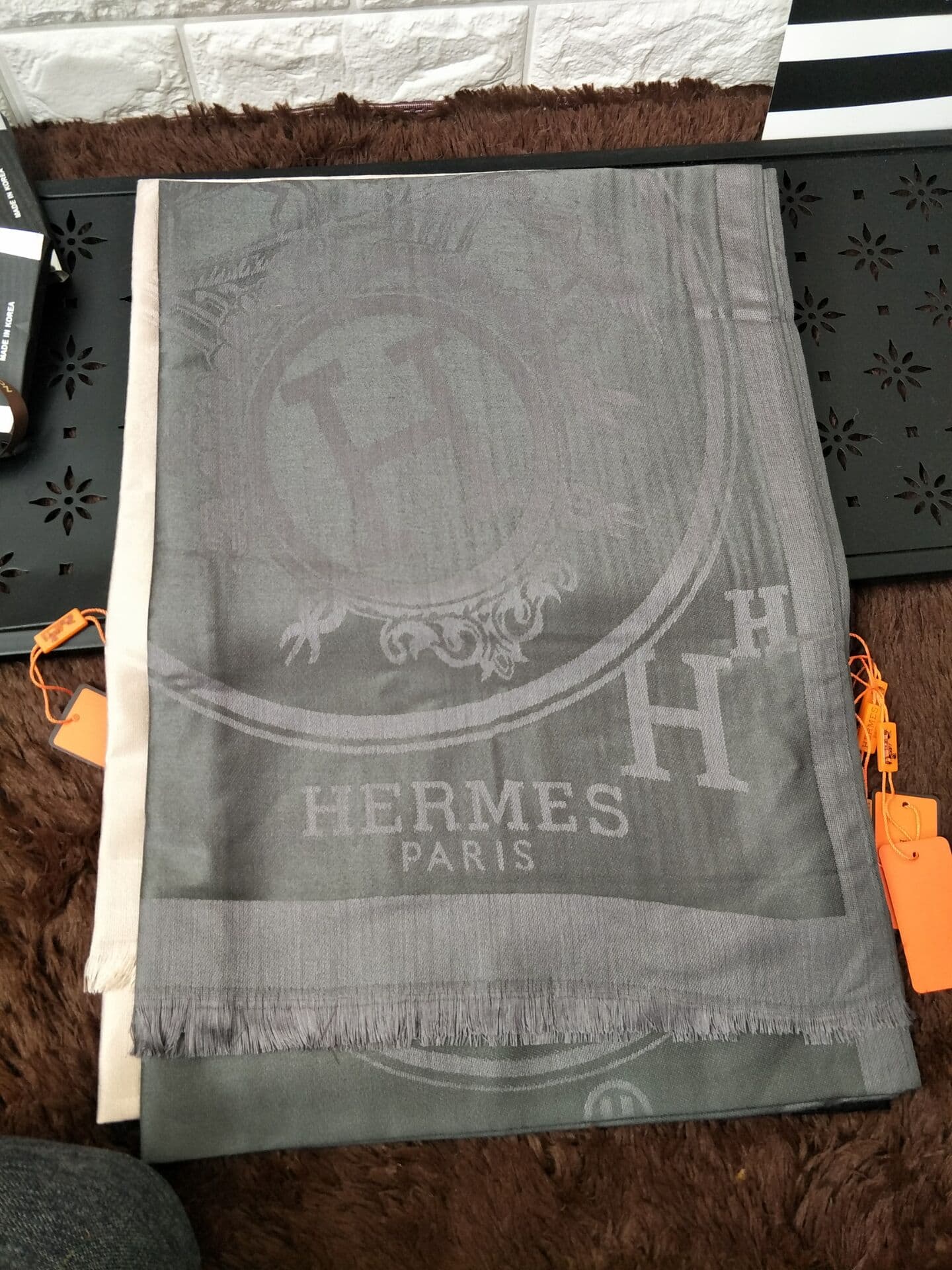 HERMES1 Hiver Men Écharpe En Cachemire Treillis Automne Et Hiver Épais Mode Chaud Sauvage Écharpe Châle