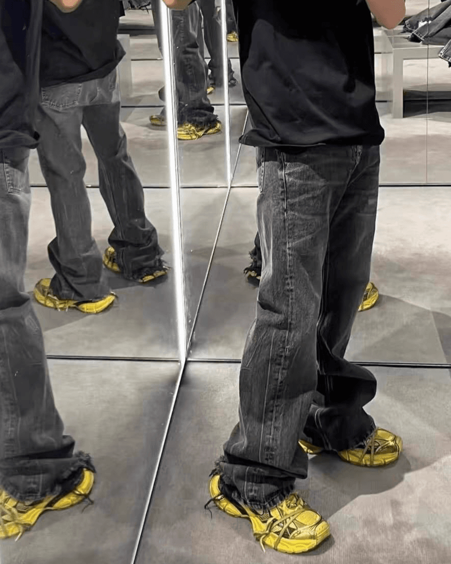 Vêtements pour hommes : jeans évasés délavés vintage pour hommes – Pantalon en denim vieilli avec détails déchirés, pantalon baggy rétro streetwear des années 70