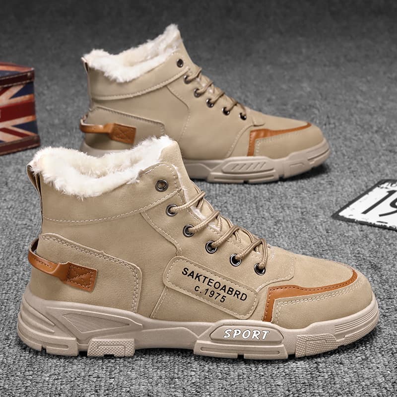 Men's Winter Snow Boots Waterproof Slip-Resistant High-Top Thermal Lined Casual Shoes For Outdoor Hiking