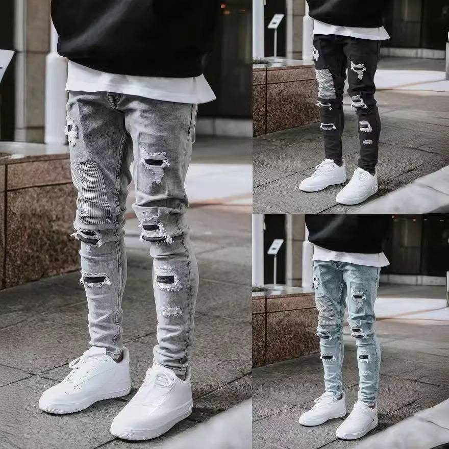 Men's Clothing Men's Worn Out Stretch Jeans Skinny Jeans Men's Jeans