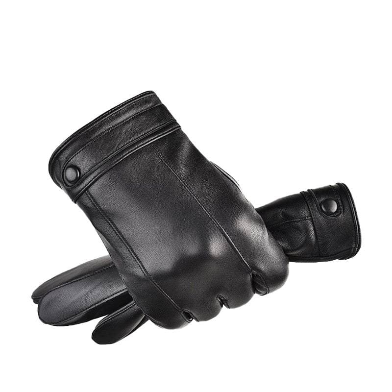 Premium Men's Genuine Sheepskin Leather Gloves - Windproof, Water-Resistant, Touchscreen Compatible, Fleece-Lined For Winter & Driving​