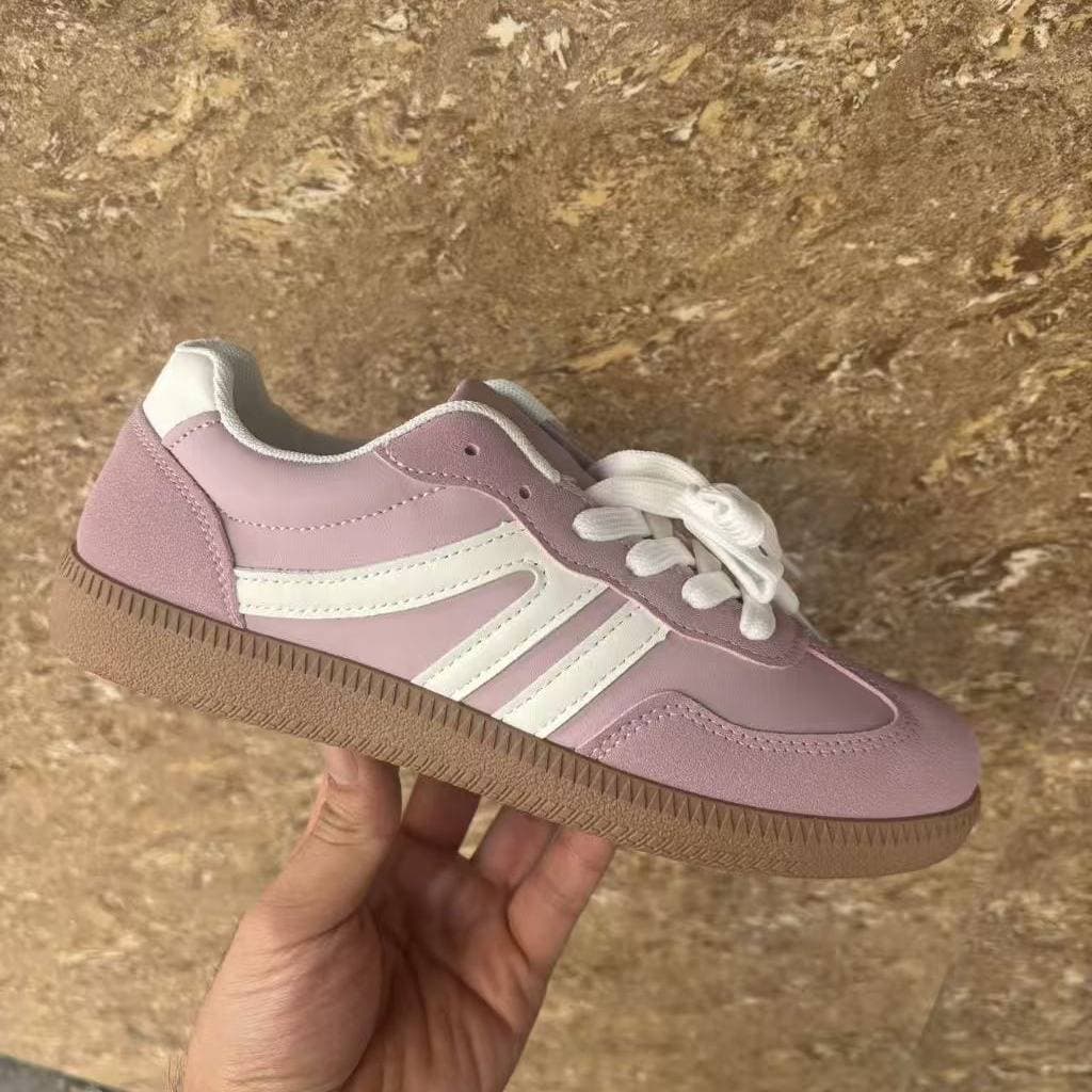 Women’s Shoes Women's Retro German Training Shoes Round Head Contrast Color Striped Lace Up T Head Shoes Color Matching Flat Bottom Forrest Gump Shoes