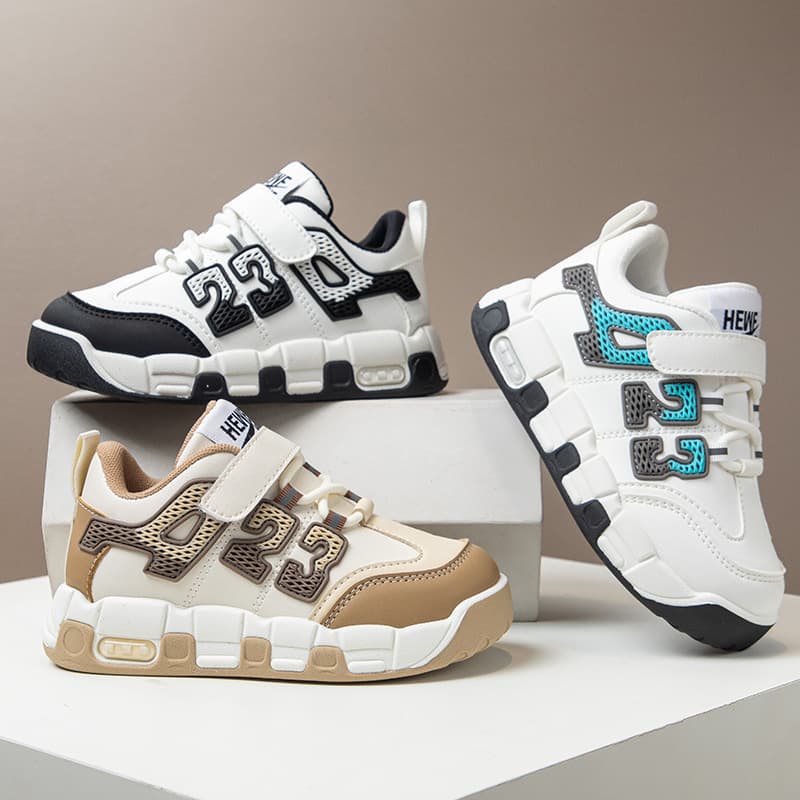 2025 Spring And Autumn New Children's Leather Breathable Sports Boys' Non-Slip Soft Sole Casual Girls' Running Shoes