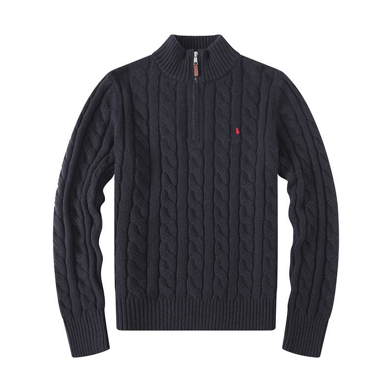 Pull d'hiver à fermeture éclair Pull en tricot torsadé Pull en laine décontracté Pull épais et chaud