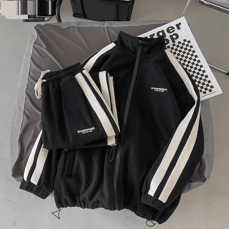 New Men's Cardigan Sweater Set Youth Stand-up Collar Casual Korean Version Sportswear Two-piece Trendy
