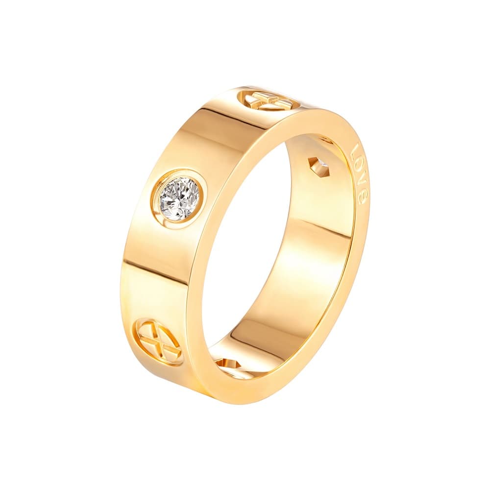 Trendy Cross CZ Crystal Rings Stainless Steel Gold Color Lover Ring for Women Men Couple Wedding Jewelry
