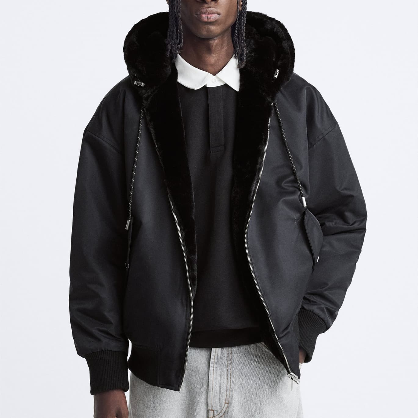 Men's Clothing 24 Winter Hooded Reversible Bomber Jacket