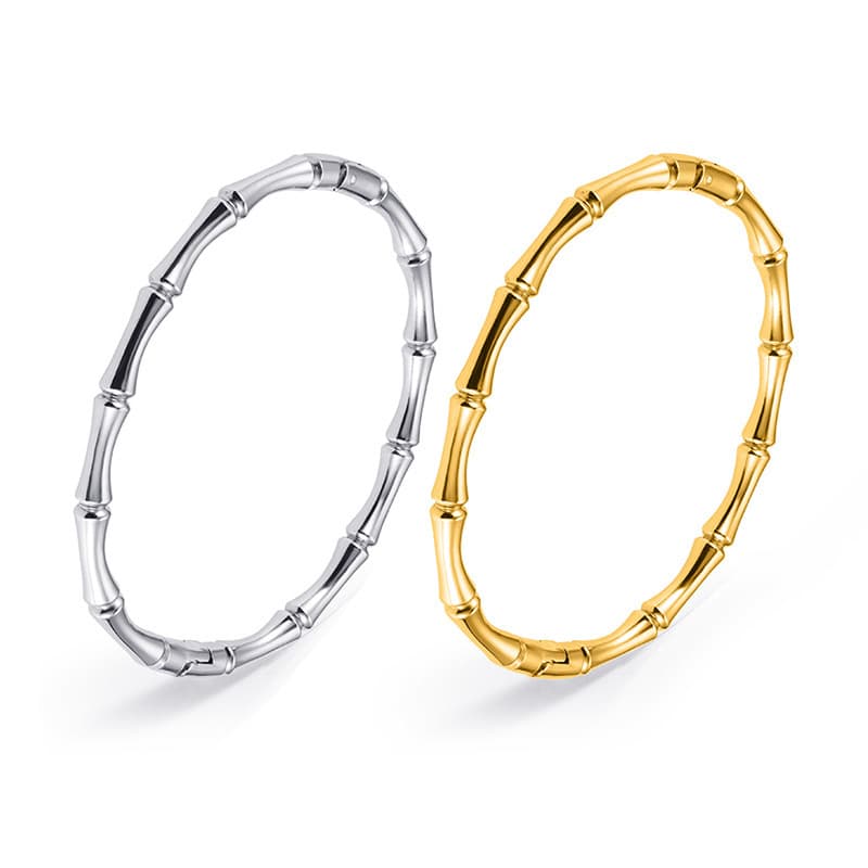 Simple and elegant style gold bamboo titanium steel plain bracelet ins net red same style solid stainless steel hand jewelry wholesale