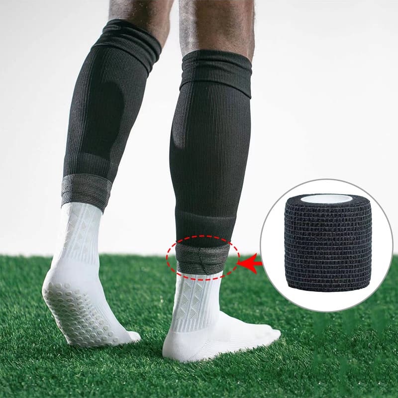 Adult Non-Slip Football Socks With Thick Towel Bottom Glue Tape Leg Guards Men And Women Shin Guard Straps