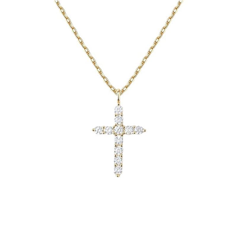 Sterling Inlaid Diamond Cross Necklace For Women High-end Zircon Clavicle Chain Silver Jewelry