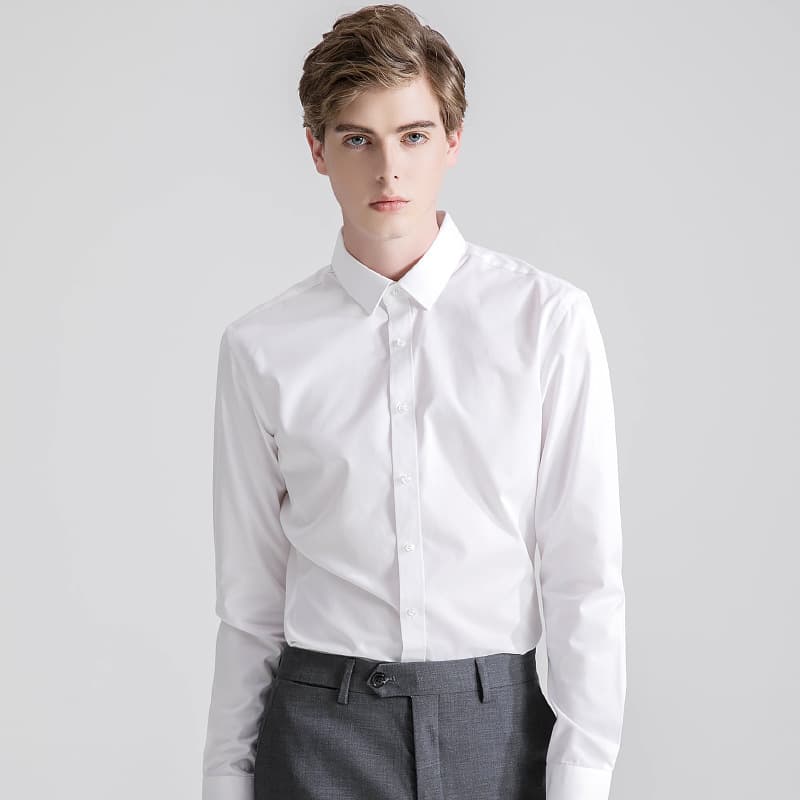 Shirt Men's High-end Sense Business Casual Non-ironing Long-sleeved Elastic Anti-wrinkle Solid Color Sweat-absorbing And Breathable Professional Dress