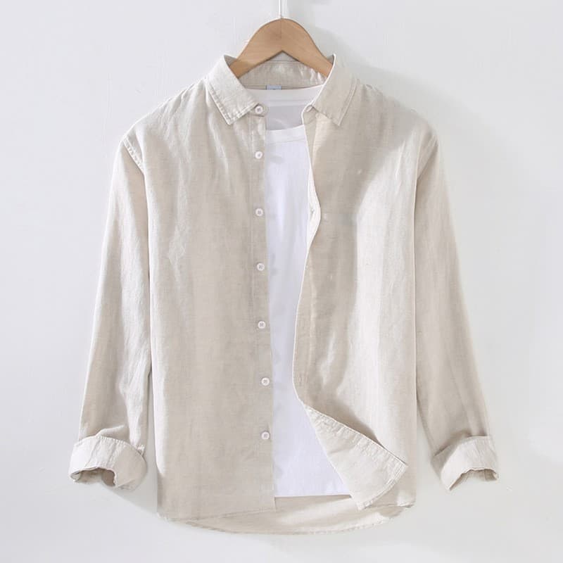 Men's Clothing Long Sleeved Linen Shirt Men's Loose Fashion Casual Cotton And Linen Shirt Jacket