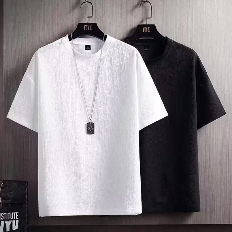 Men's Clothing Summer new T-shirt men's short-sleeved large size casual cool breathable style mainly push bubble grid