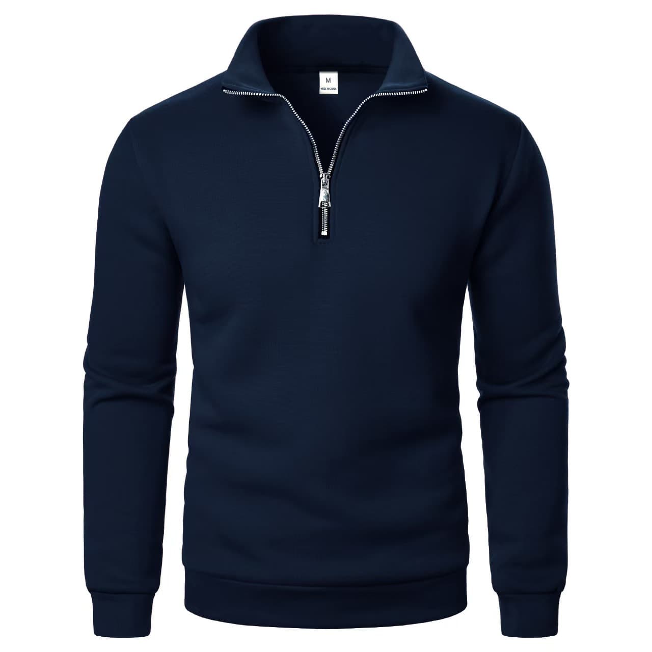 Men's Stand Collar Half-Zip Sweatshirt – Fleece-Lined Pullover With Stylish Minimalist Design (S-XXXL) – Casual Long Sleeve Top For Streetwear