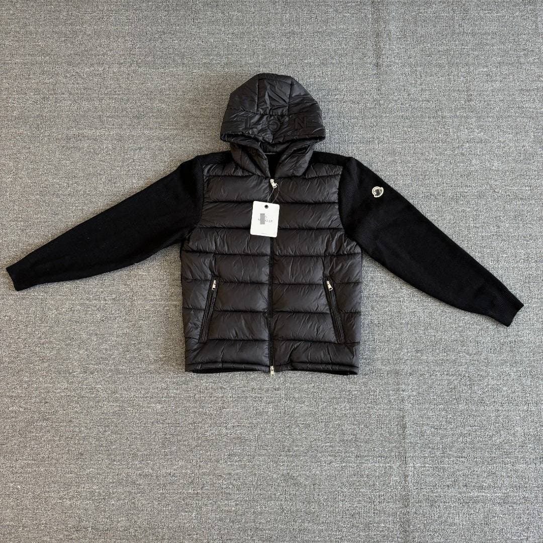 Doudoune matelassée à capuche en maille hybride pour homme, avec logo écusson et fermeture éclair, manteau d'extérieur léger et chaud