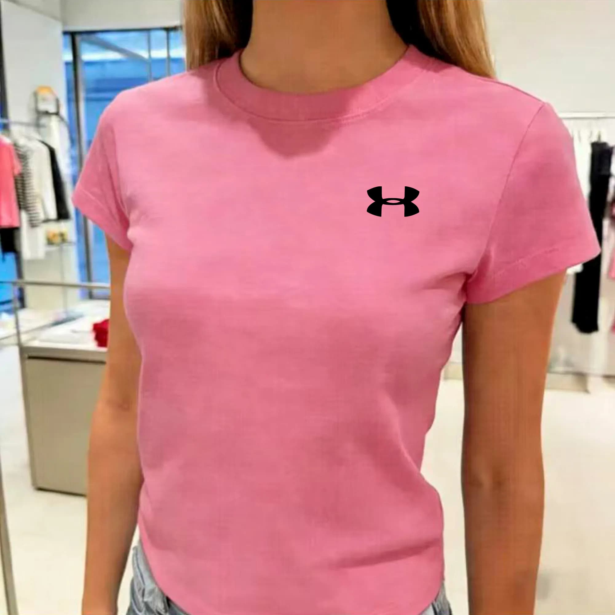 T-shirt imprimé à manches courtes pour femme, collection été 2026, motif classique, basique et décontracté, référence 078