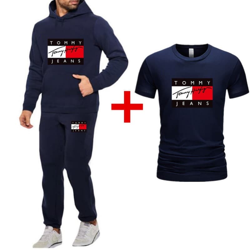 Nouvelle marque de mode lettre trois pièces hommes et femmes sweat à capuche de sport + pantalons décontractés + ensemble T-shirt à manches cour