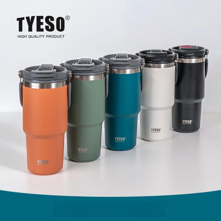 TYESO Portable Ice Car Coffee Water Cup Stainless Steel Large Capacity Insulation Sports Kettle