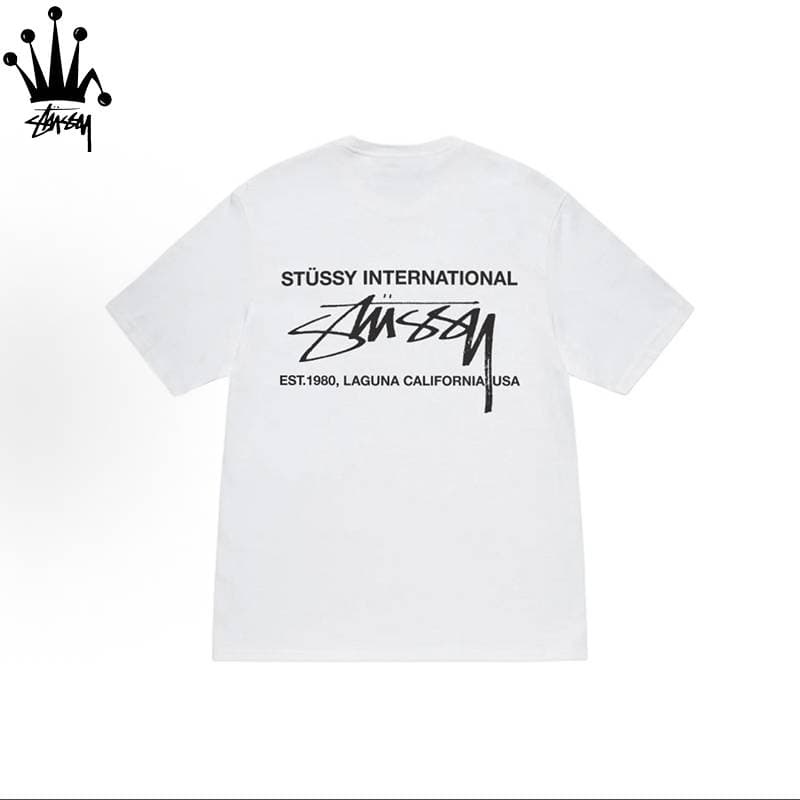 Stussy Letter Spelling Printed Cylindrical Short Sleeved T-shirt Made Of Pure Cotton Fabric, Unisex