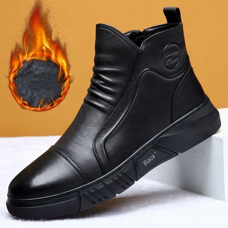NEW Winter Fleece Martin Boots, High-top Black Thickened Warm Short Boots, Cotton Shoes