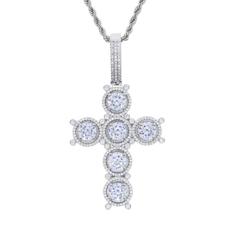 New Product 8mm Round Zircon Cross Necklace Tennis Chain Tennis Chain Hip Hop Fashion Jewelry