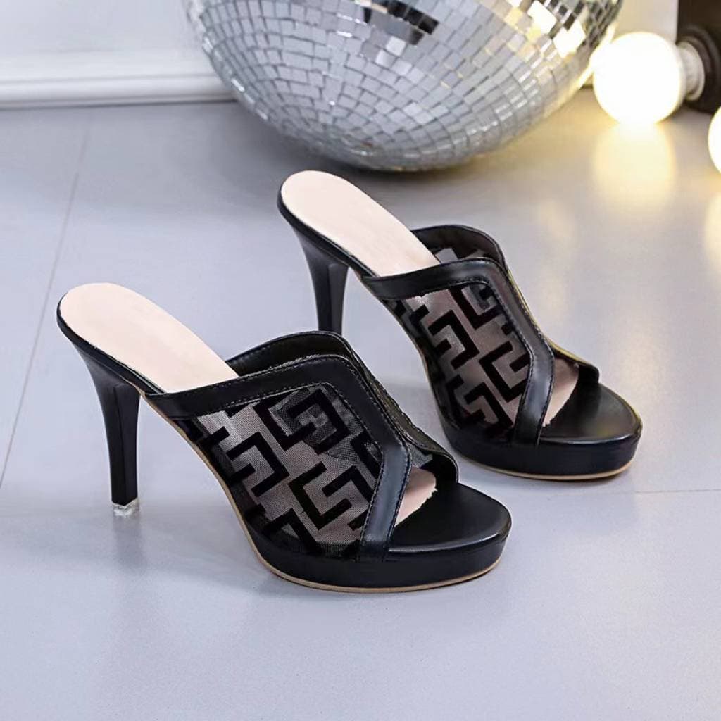Mesh Hollow Women's Slippers 2023 Summer New Style Temperament Stiletto Waterproof Platform Fish Mouth Shoes All-match High-heeled Sandals